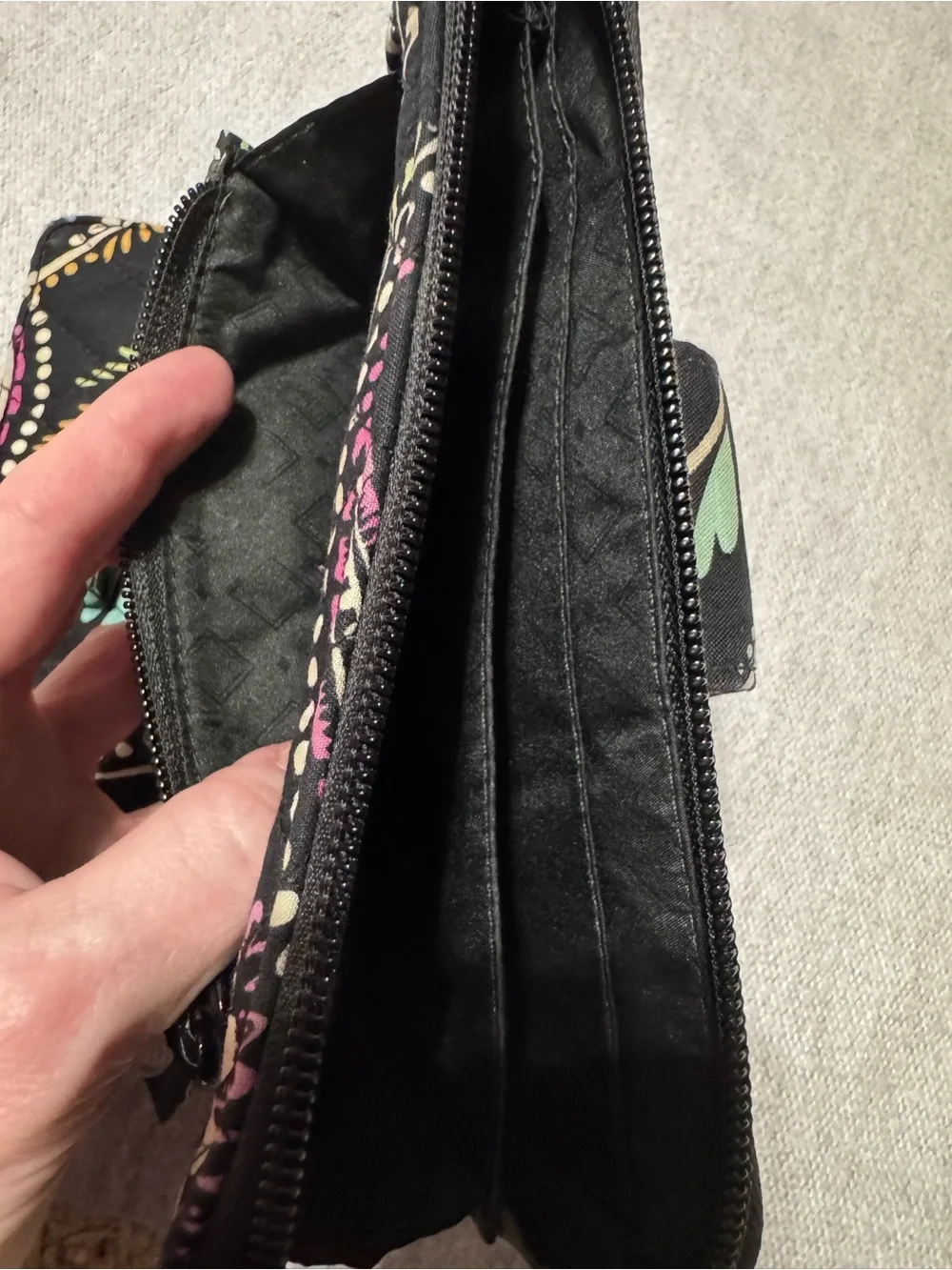 Vera Bradley Black Quilted Paisley Wallet with Colorful Accents - Picture 4 of 6
